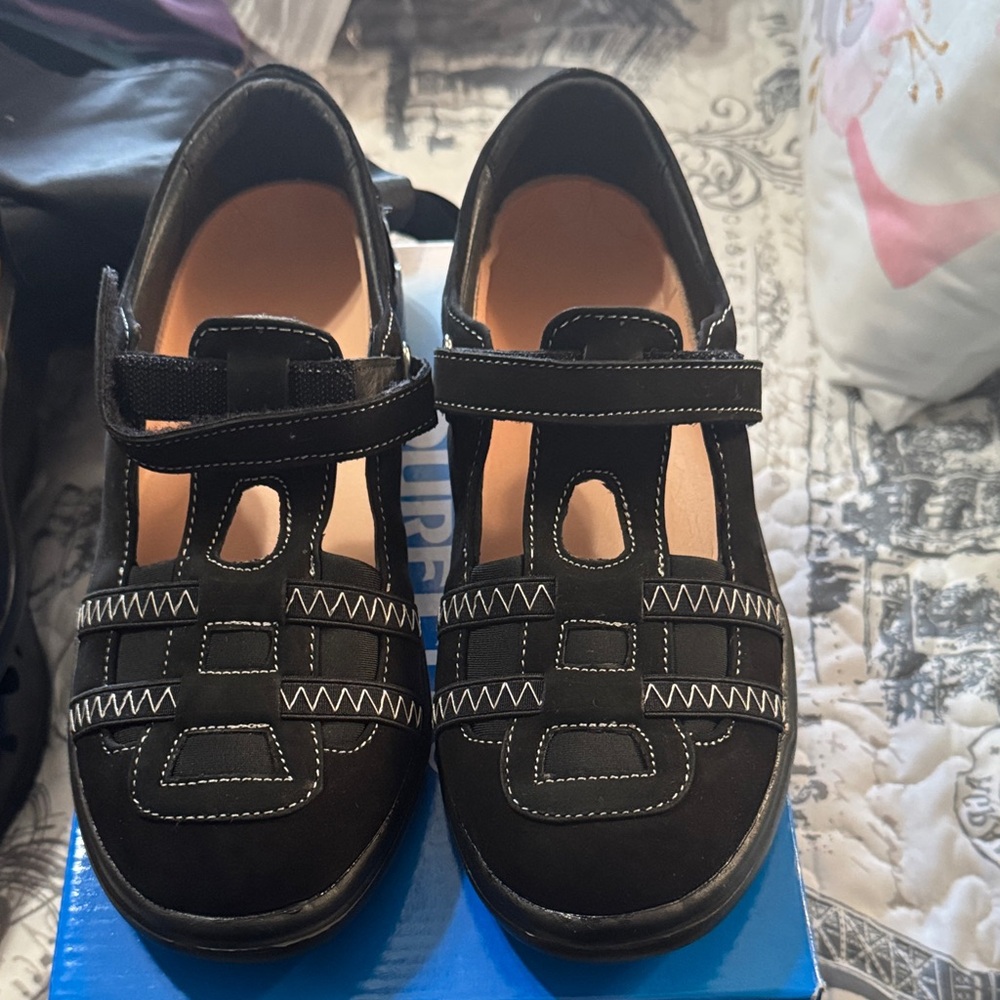 Clarks Black Kids Dress Shoes with Velcro Strap